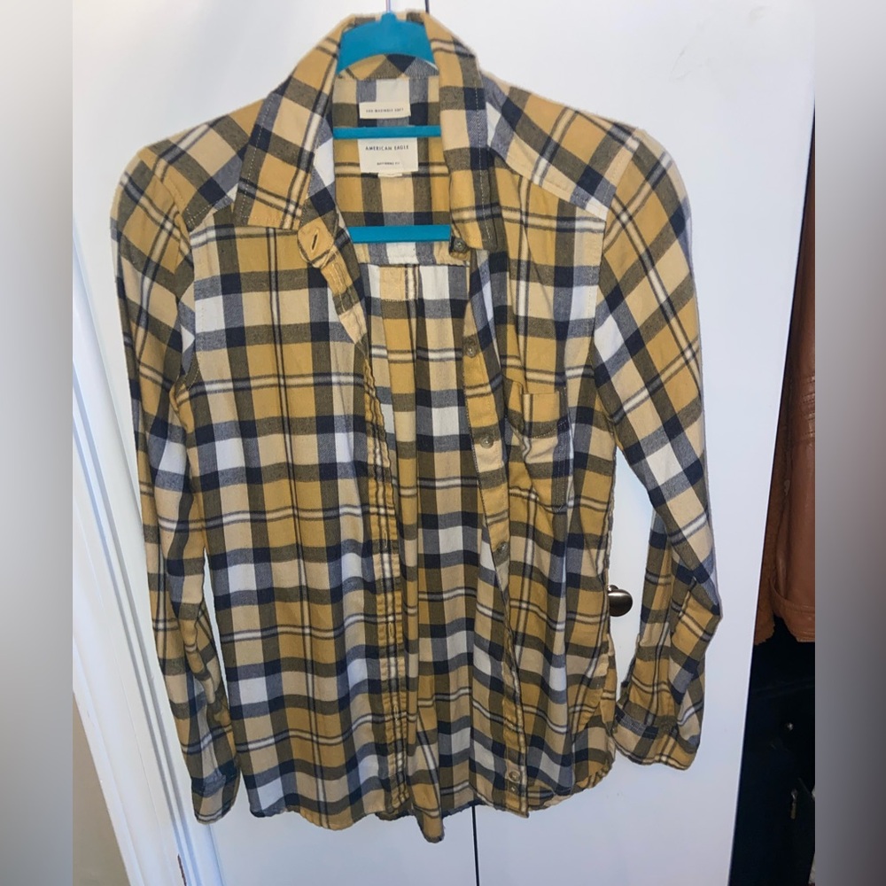 Yellow plaid American Eagle shirt XS
